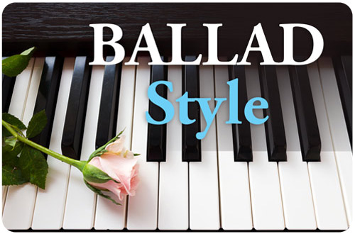 Pianoforall Ballad Style Piano ebook showing expressive ballad arrangements