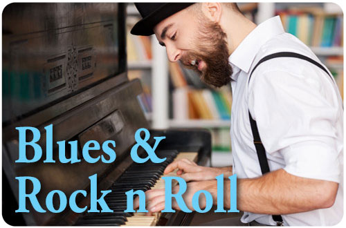 Pianoforall Blues and Rock Piano ebook showing blues chord progressions